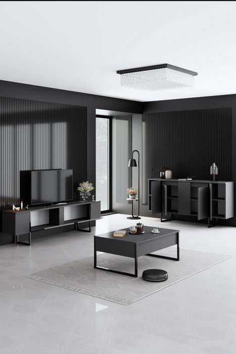 Hanah Home Conjunto de Muebles de Salón Luxe en Nogal y Negro Hanah Home Conjunto de Muebles de Salón Luxe en Nogal y Negro